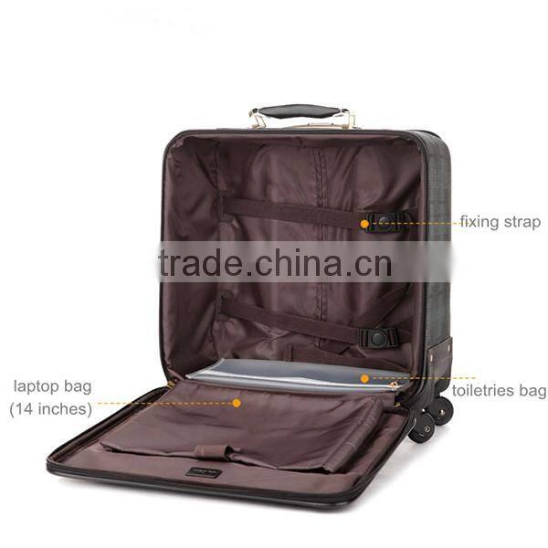 14 inch , 4 Wheels , soft PVC case , nylon zipper trolley travel luggage bag