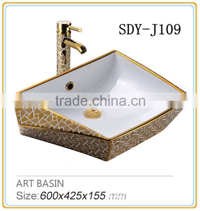 ceramic bathroom gold colod basin Luxury Silver art basin