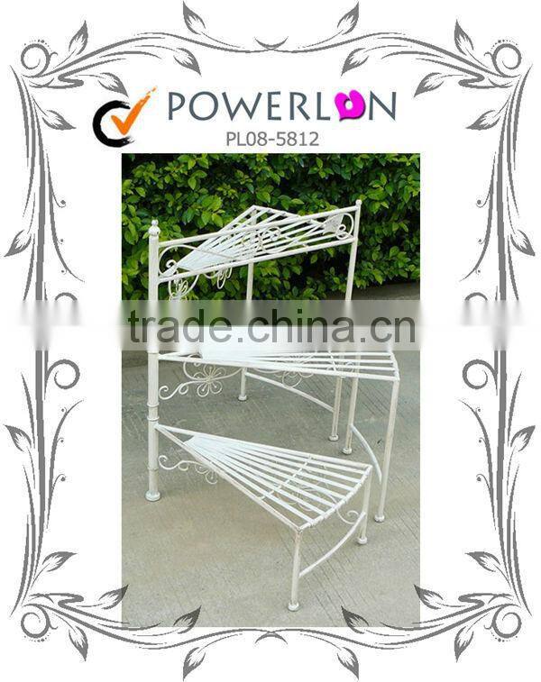 Sale Antique High Quality Wrough Iron Elegant 3 Tier Metal Plant Stand Garden Ornament For Decking I23M TS05 X00 PL08-5811