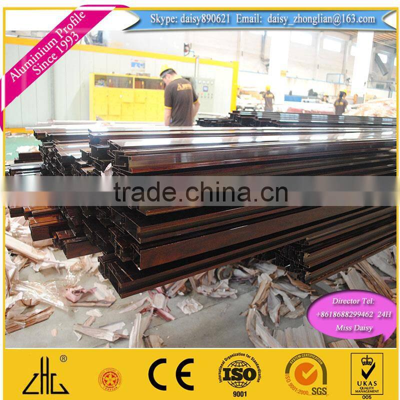 New ! Wood finished aluminum extrusion profiles,aluminum window frames price , aluminium wood profile windows
