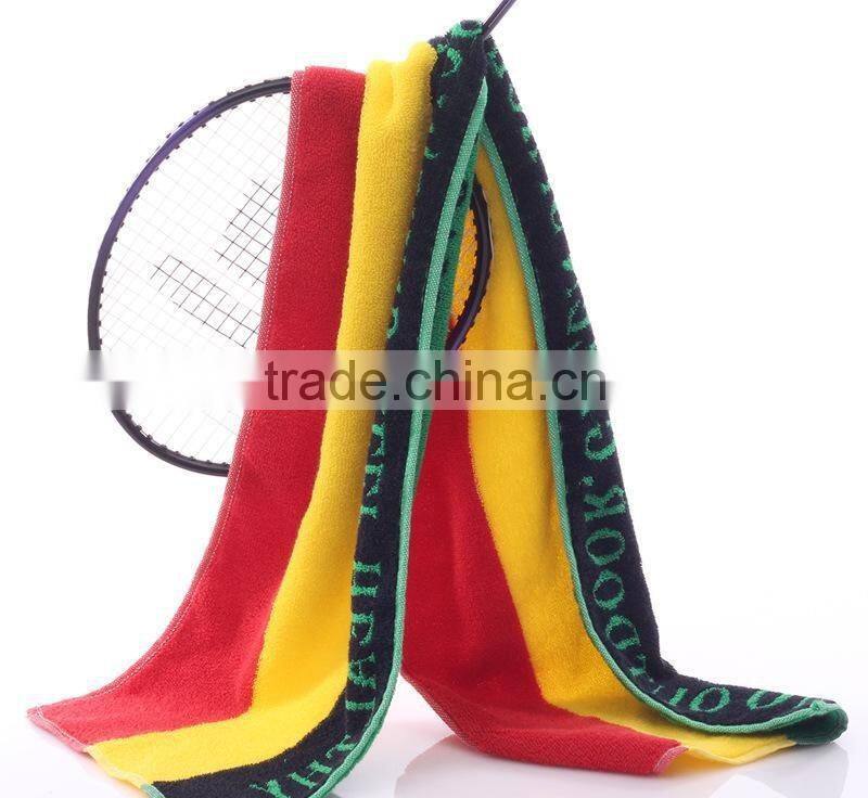 100% cotton terry velour towel absorbent quick drying with jacquard sport towel(st-030