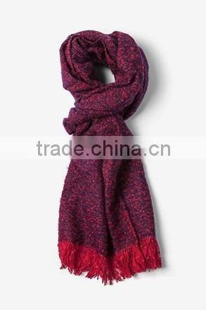 2016 fashion custom made mens wool woven fringed scarfs