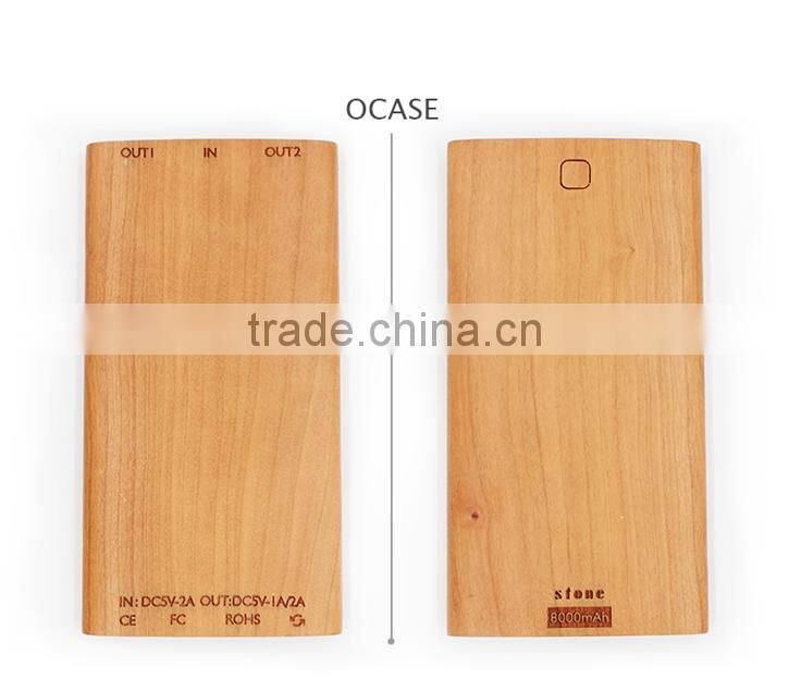 New Arrival Ocase 8000mAh Real Wood Power Bank