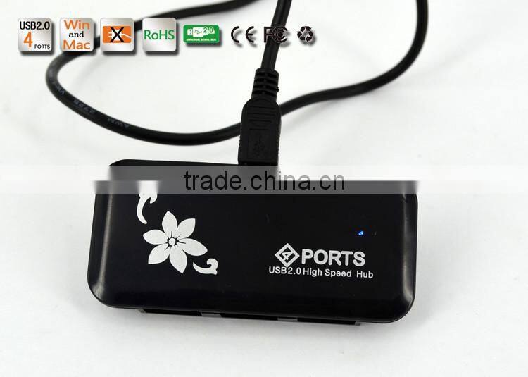 Hot Selling! Portable slim shape Low cost USB2.0 Hub high speed 4 ports USB Hub for PC and Laptop