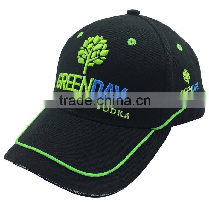 6-Panel custom your own hat with raised embroidered pattern baseball cap with metal buckle