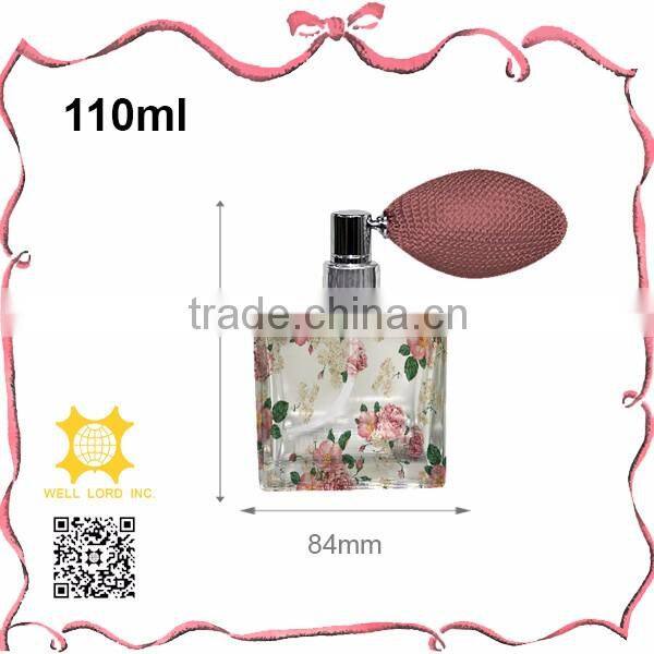 Colorful sprinkle dots perfume glass atomizer with royal blue bulb