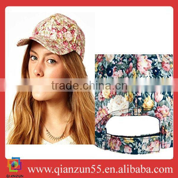 wholesale custom cotton 6 panels floral promotional baseball caps and hats