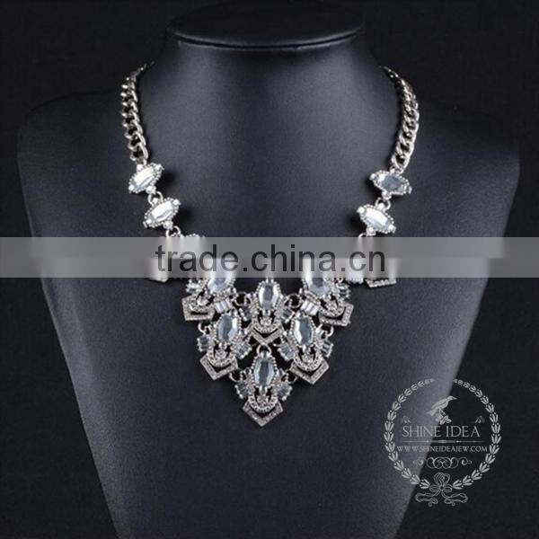 high quality colorful resin chunky statement necklace tin alloy fashion women pendant necklace 6390120