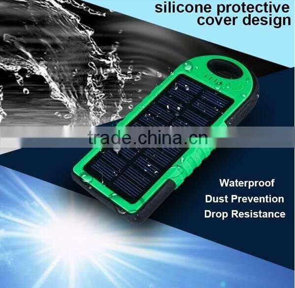 2016 Hotsale Waterproof Solar Power Bank 5000mAh, Portable Solar Charger