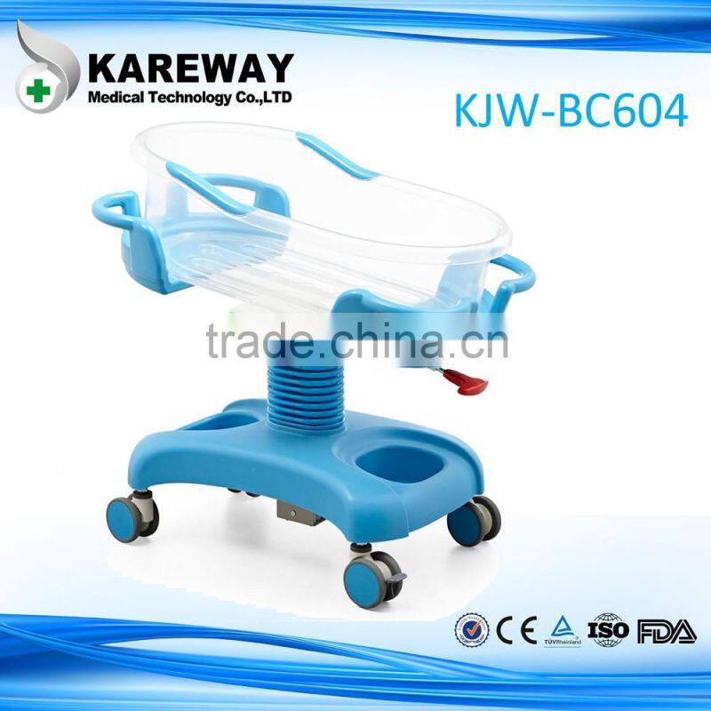 Plastic hospital baby cart, new born baby swing cot bed