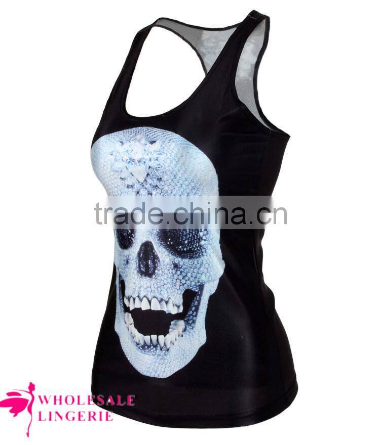 Black Scary Ladies Skull Snake 3D Printed Tank Top BX121 tank top women