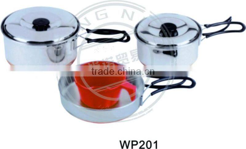 metal camping Cooking pot with fry pan