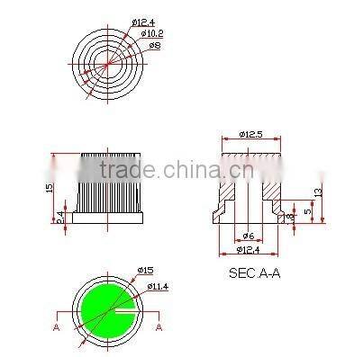 guitar red cap plastic knurled knob 6mm shaft