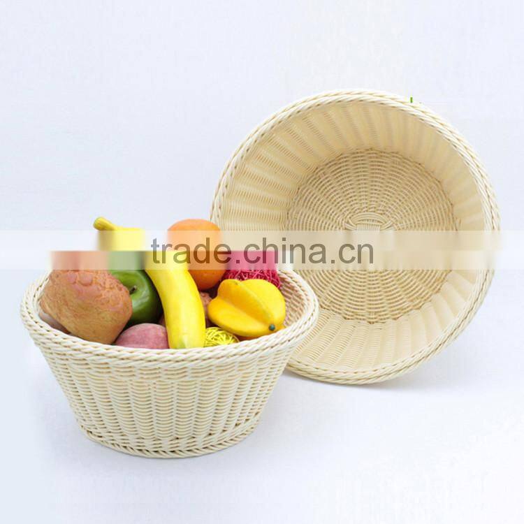 Wholesale custom made round fruit basket beige color bulk wicker baskets