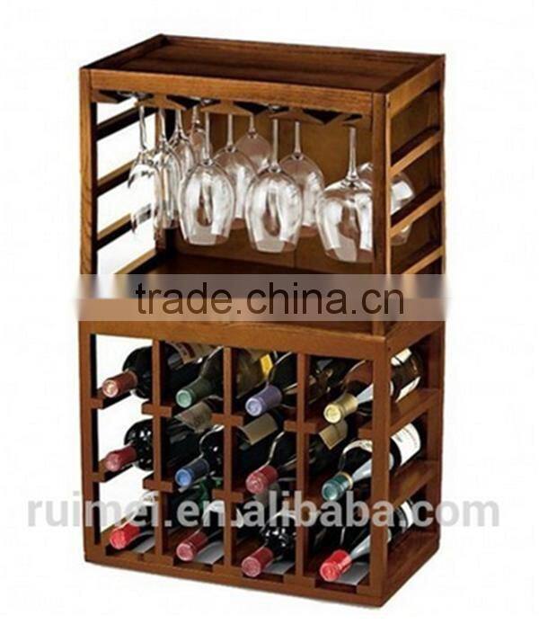 Customized 6-tiers Free-standing Wooden Wine Shelf