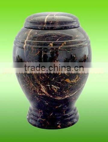 NATURAL STONE BLACK AND GOLD MARBLE URNS