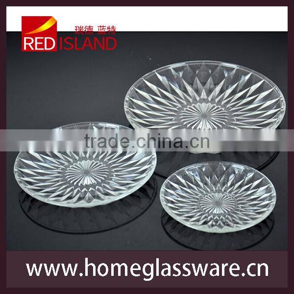 6" to 8" engraved glass plate glass fruit plate glass dish