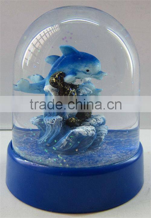 Large funny dolphin snow globe