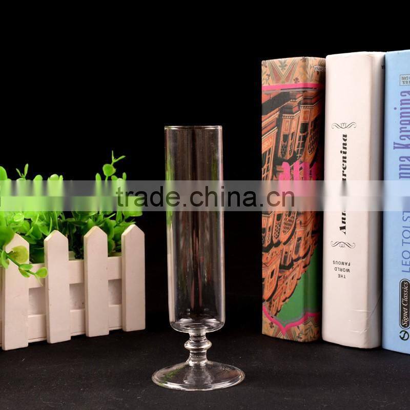 Simple home decor cylinder glass vase with stem for flower arrangement
