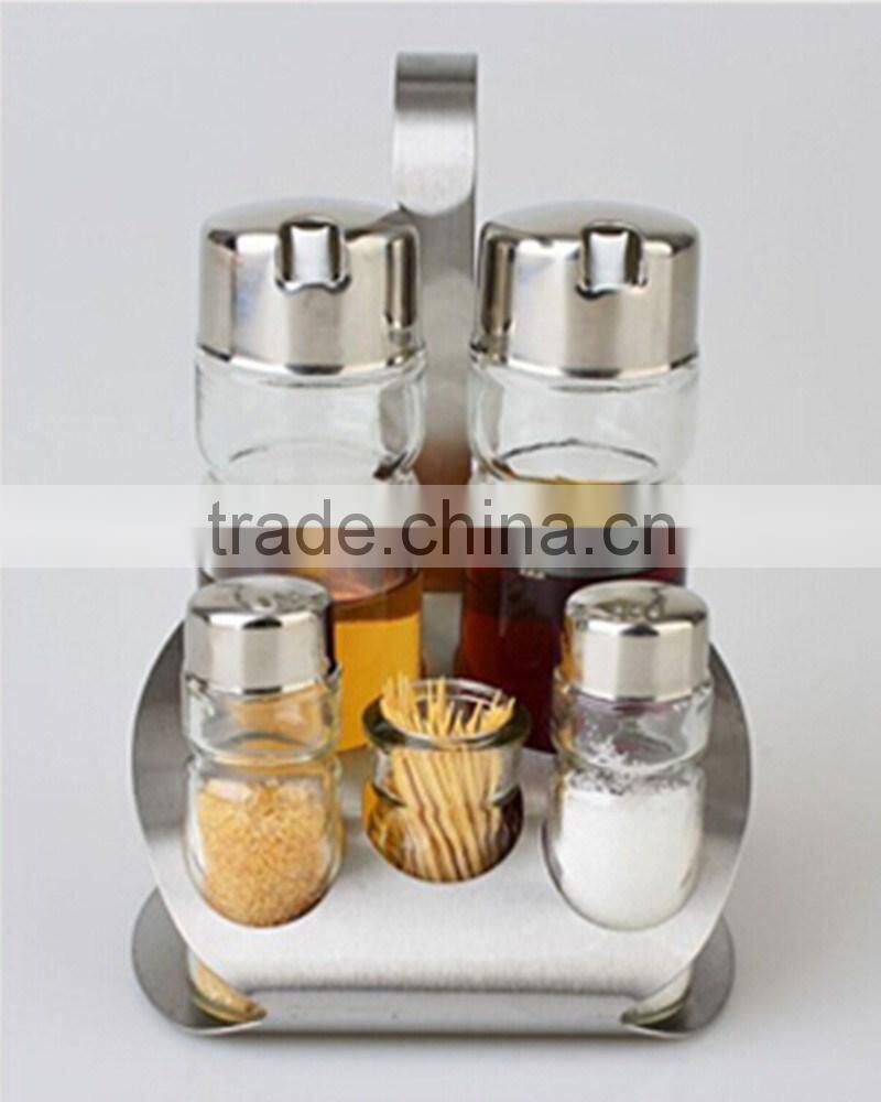 5 PCS Salt and Pepper Shaker Set Stainless Steel Kitchen Codiment Set