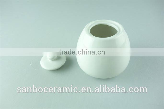 Ceramic white sugar jar pot, creamer and sugar honey bowl 2 PCS set, small and big size