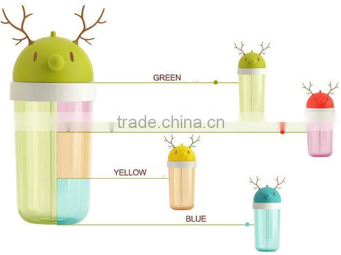 Supply fashion cartoon portable antlers straw cup (360ml)