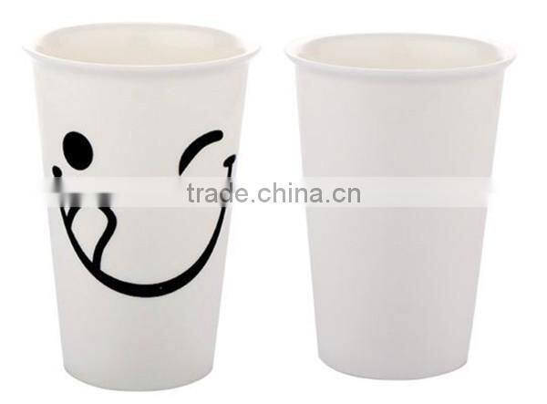 White porcelain sublimation smile cup for drinking coffee