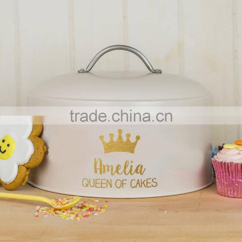 New Kitchen Attractive Printing Airtight Metal Cake Tin Jar Storage Bin