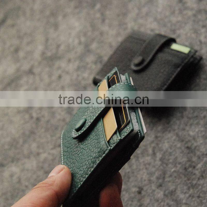 Litchi Stria Factory Direct Wholesale Leather Card Holder Customize Cards Bag with Buckle