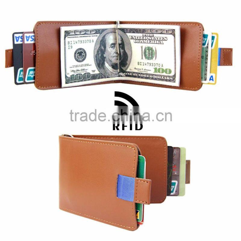 Ultra Slim RFID Blocking Bifold Leather Wallet Pull Tab with Money Clip