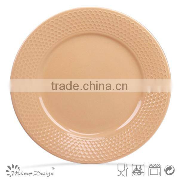 ceramic embossed plate new design solid colour