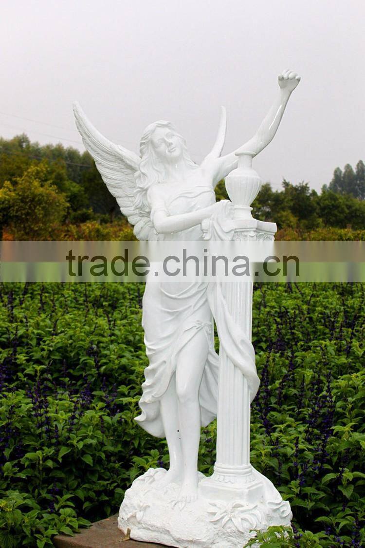 Outdoor garden sculpture life size female marble angel statue