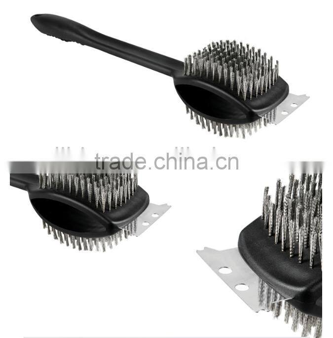 Two sides bbq grill cleaning brush with long handle