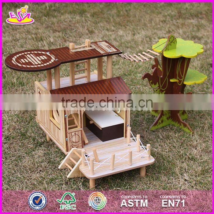 2017 New products indoor children toys wooden treehouse dollhouse W03B059