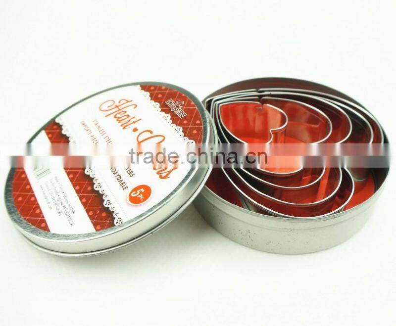 47097 5pcs heart shape stainless steel cookie cutter set