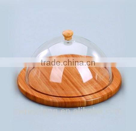 2017 Hot selling bamboo cheese dome with PP lid made from MANUFACTURER