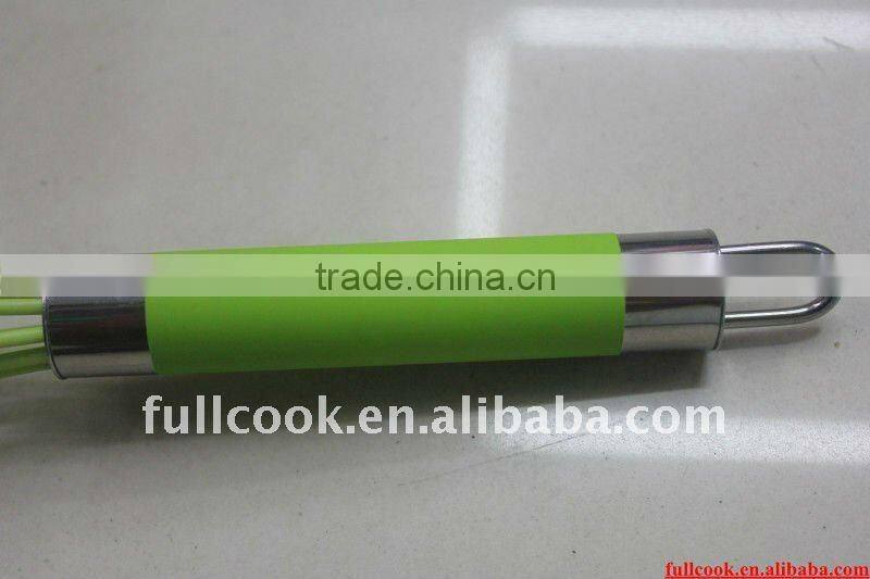 Hot sale Silicone egg beater w/colorful stainless steel handle egg tools