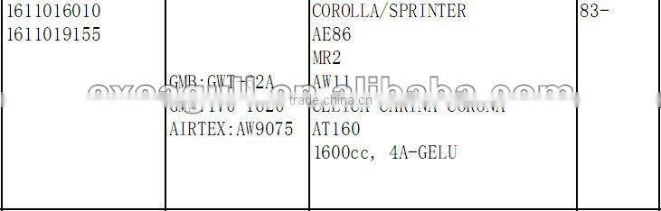 high quality TOYOTA auto water pump 1611016010