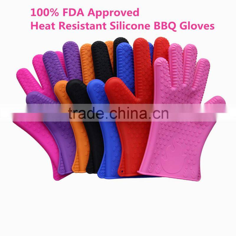 Silicone Heat Resistant Grilling BBQ Gloves for Cooking, Baking, Smoking & Potholder