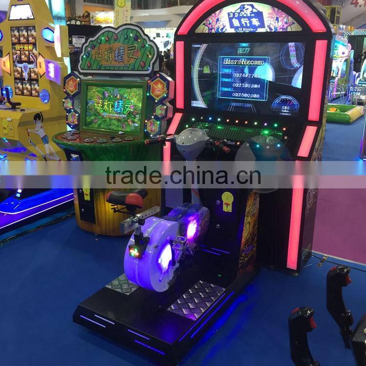 New coin pusher arcade simulator 3D kiddie bike game machine with 3D glasses for sale