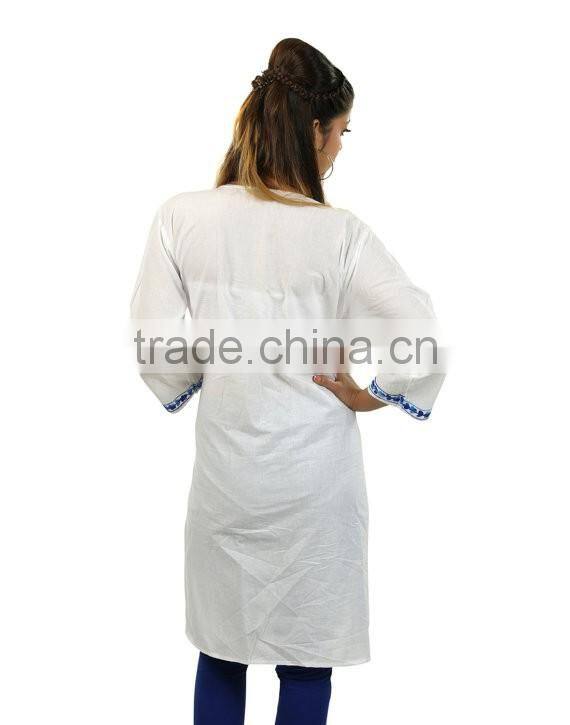 Ladies Kurta Neck and Sleeves Designs Embroider Pathani Kurta HSK2513