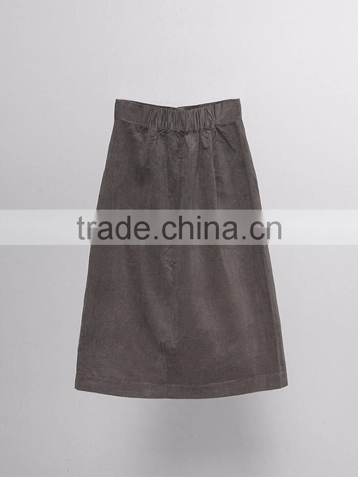 pure color plus size fancy new lady fashion vintage dress names latest long a line skirt design in corduroy fabric with bottons