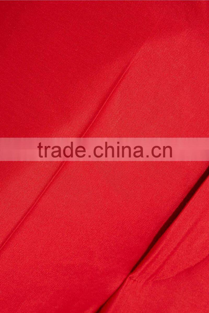 Wholesale Women Apparel Red-color Matte-satin Pressed Pleats Soft Fitting Pants(DQE0390P)