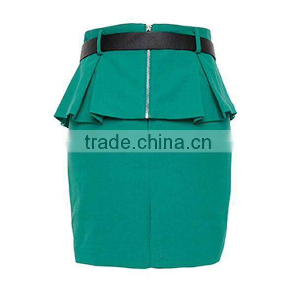 plain/simple pencil women short skirts with exposed back zip