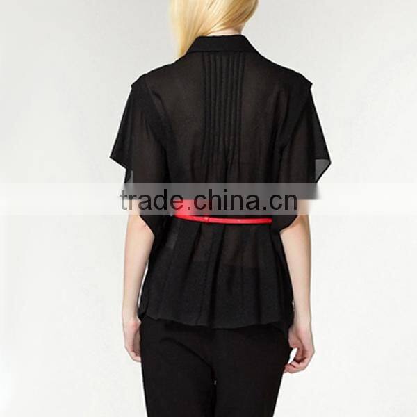 High fashion trendy designed batwing sleeves female office uniform designs ladies fancy tops