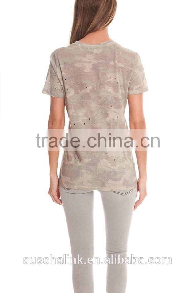 best selling lady sublimation camo t-shirt customized cheap price