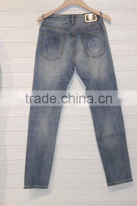 GZY Guangzhou trading factory top design jeans denim mens damaged ripped jeans for men design pattern stock