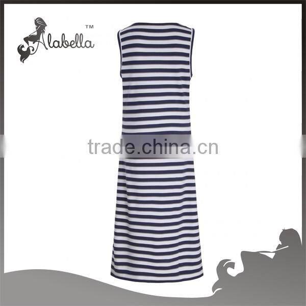 100% cotton stripe custom wholesale western fashionable sexy long maternity dress for women