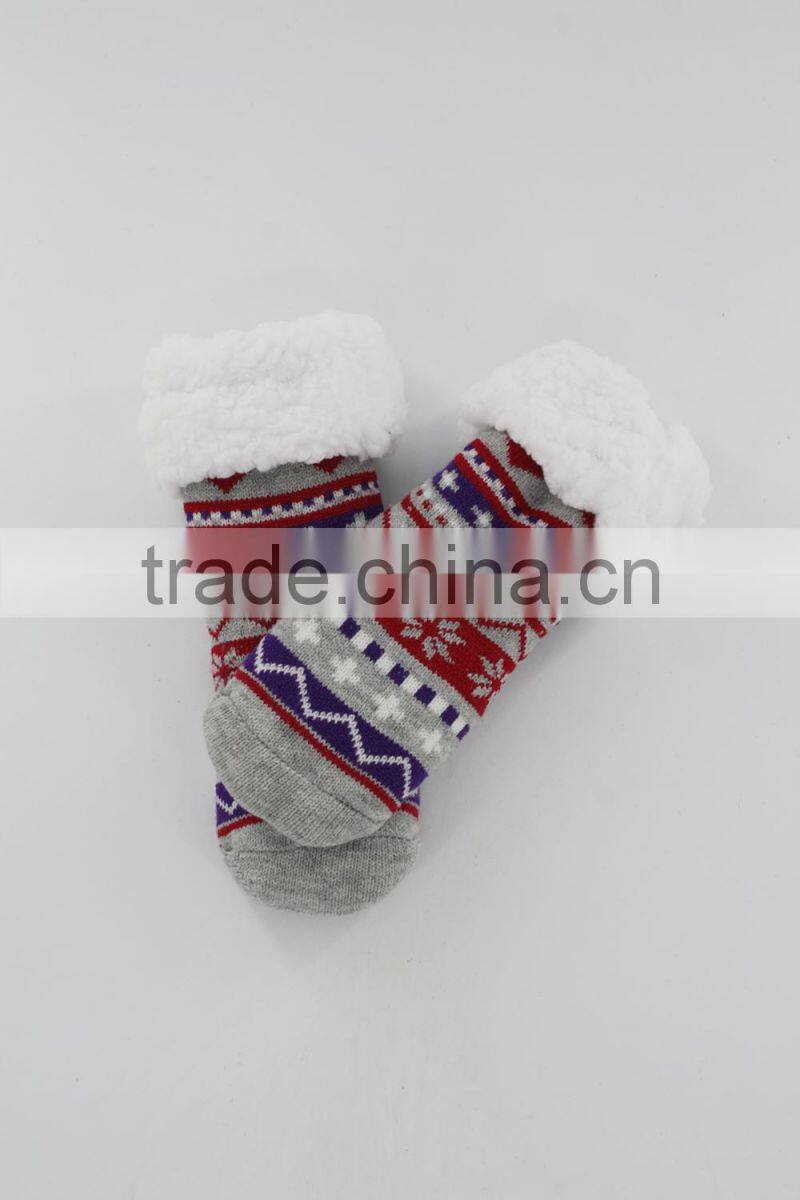 Acrylic faux fur indoor adult slipper socks
