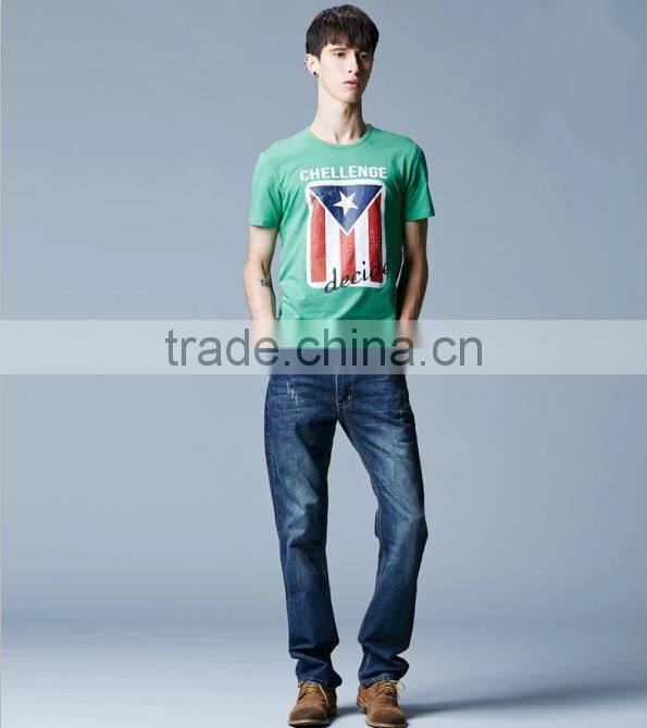Round neck Men 100% custom t- shirt flag print T-shirt